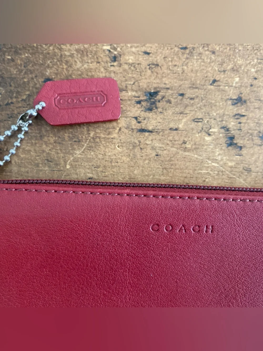Vintage Coach Red Leather Clutch Wallet with Hangtag